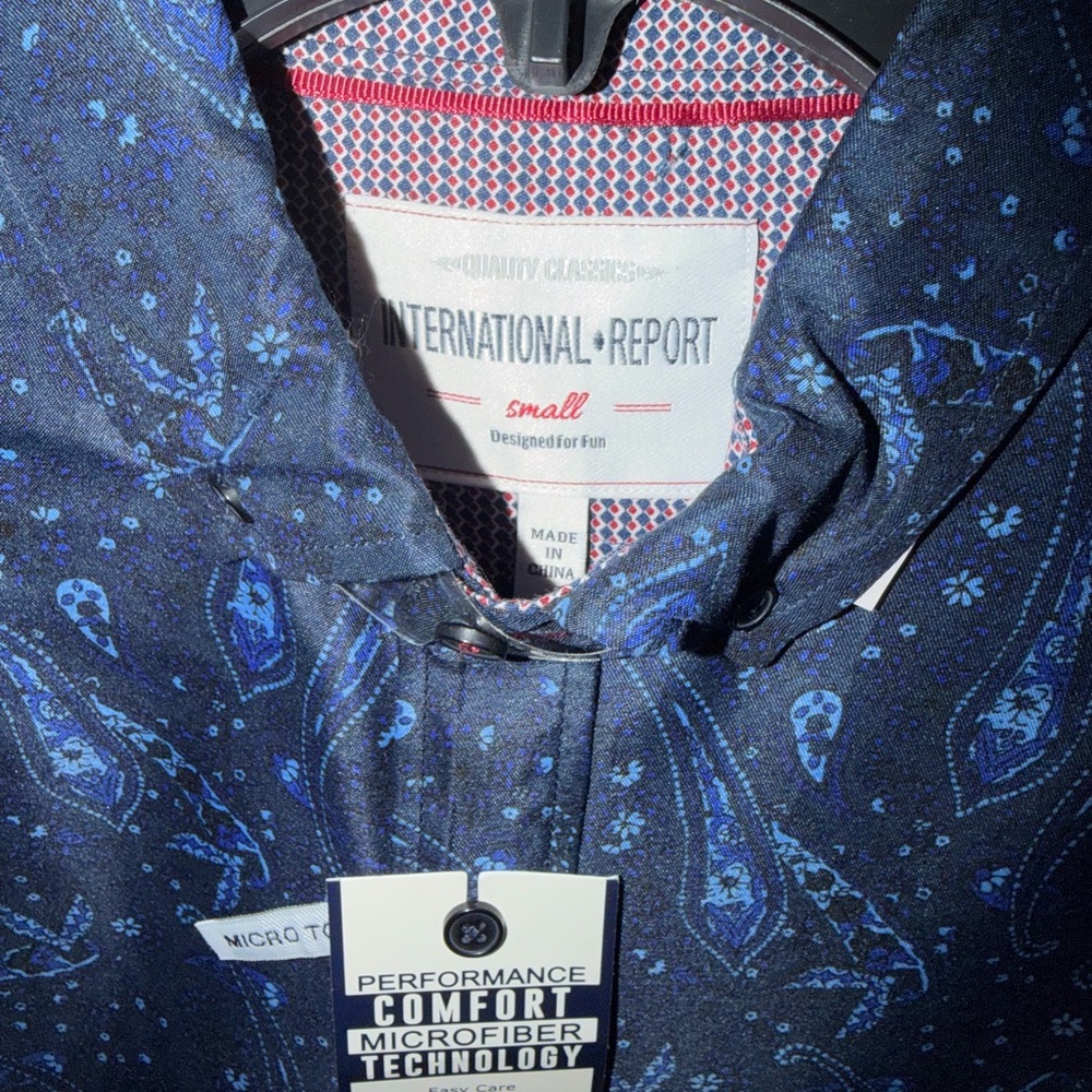 Men's Navy Blue Paisley Long-Sleeve Shirt - Picture 2 of 3